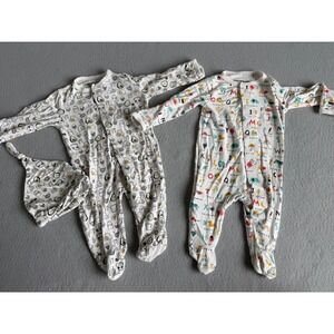 Magnetic Me Newborn Footie Sleepers Set of 2 Breakfast Alphabet Prints 5-8 lbs